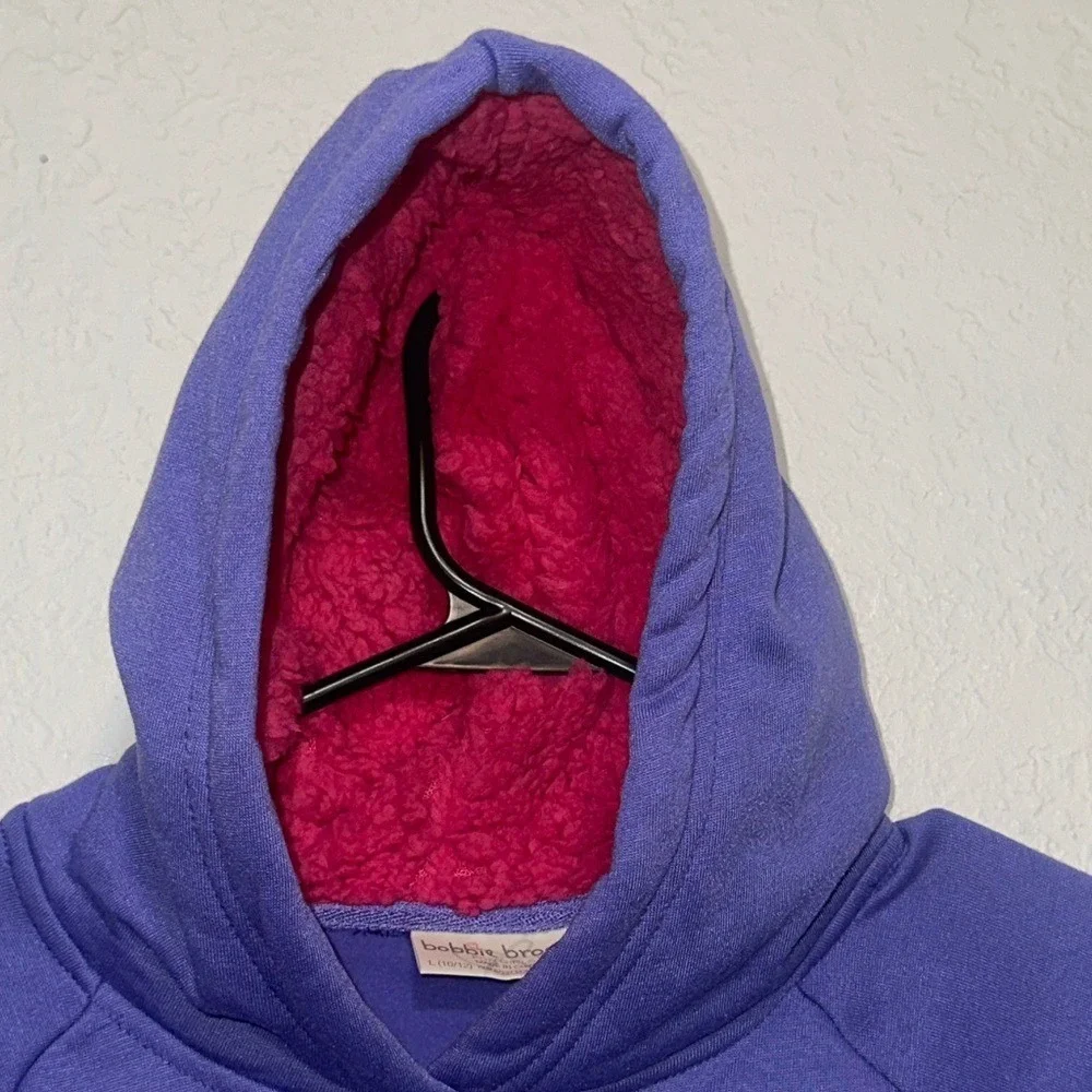Bobbie Brooks Girls Purple Unicorn Hoodie Pink Sherpa Lined Hood Size L 10/12